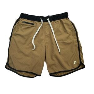 Vuori Shorts Mens Small Brown Black Banks Swim Trunks Athletic Hybrid Dot